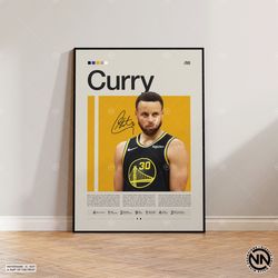 Steph Curry Poster, Golden State Warriors, NBA Poster, Sports Poster, Mid Century Modern, NBA Fans, Basketball Gift, Spo