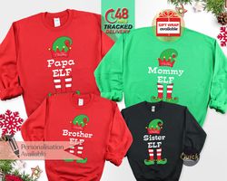 Custom Family Elf Christmas Sweatshirt, Matching Christmas Jumper, Funny Christmas Sweater, Elf Kids Costume, Christmas