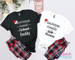 Family Matching Christmas Couple T shirts, Hubby Wifey Christmas Shirts, DAD MUM 1st Christmas Tshirt,  XMas Presents We