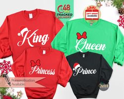 King Queen Sweatshirt, Matching Christmas Couple Jumpers, Christmas Jumper for Women Men, Christmas Outfits, Personalise