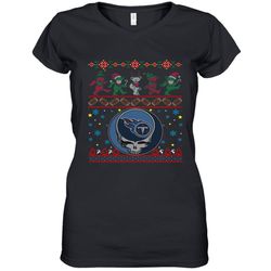 Tennessee Titans Christmas Grateful Dead Jingle Bears Football Ugly Sweatshirt Women&8217s V-Neck T-Shirt