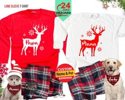 Personalised Family Christmas Tshirt, Christmas ReindeerTshirt, Holiday Pajamas, Dad Mum Matching Christmas Outfit, Chri