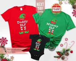 Personalised Family Matching Christmas Elf Shirts, Custom Elf Shirts, Daddy Mummy Baby Elf Shirt, Funny Christmas Tshirt