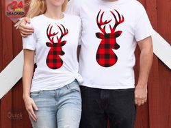 Reindeer Couple Christmas Shirts, Funny Christmas Tshirts Women Men, Family Christmas Outfit 2022, Christmas Gift for Gi