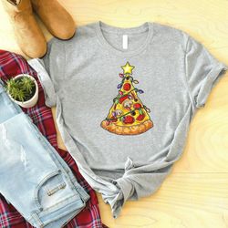 christmas pizza lights shirt, merry christmas shirt, funny christmas shirt, christmas gift shirt, christmas gift for her