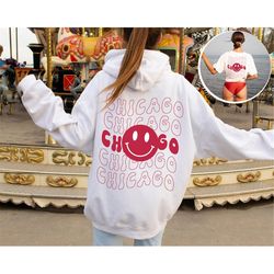 Chicago Shirt, Smiley face Hoodie, Emoji Crewneck Sweatshirt