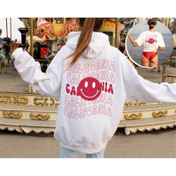 California Shirt, Smiley face Hoodie, Emoji Crewneck Sweatshirt