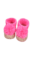 Crochet Hind made Baby Booties Pink and Skin Color Size 8 Month Baby