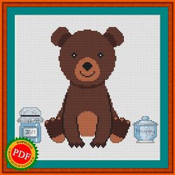 bear cross stitch pattern | adorable bear cub stitch pattern