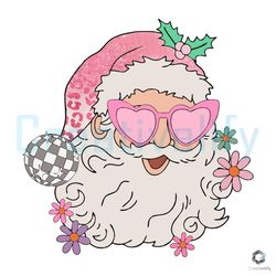 Pink Disco Santa PNG Merry Xmas File Sublimation