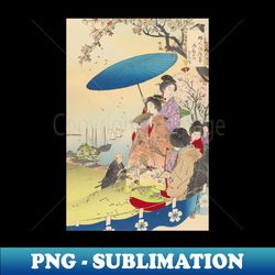 Geisha in Springtime - vintage Japanese art - Signature Sublimation PNG File - Transform Your Sublimation Creations