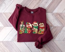 Christmas Santa Coffee Shirt, Peppermint Iced Latte Snowmen Sweets Snow Warm Cozy Winter Women Shirt, Christmas Latte Sh