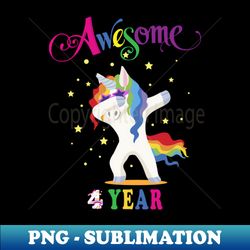 4th Birthday Unicorn - PNG Sublimation Digital Download - Instantly Transform Your Sublimation Projects