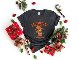 Howdy GingerBread Cookie Christmas Sweatshirt, Santa Cowboy Sweatshirt, Retro Vintage Christmas Sweatshirt, Hohoho Howdy