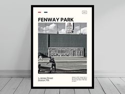 Fenway Park Vintage Green Monster Print  Boston Red Sox Poster  Black and White Stadium Poster   Oil Painting  Retro Pri