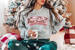 Merry County Christmas Shirt, Cute Christmas Family Shirt, Womens Christmas tree Holiday Shirt, Santa Hat Christmas shir