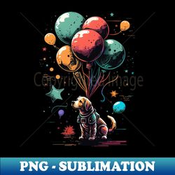 dog with balloons - sublimation-ready png file - enhance your apparel with stunning detail