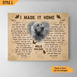 Dog Loss Gift, I Made It Home Poem Canvas // Pet Loss Gifts // Personalized Pet Memorial Canvas