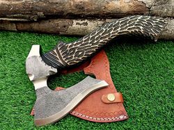 Handmade Viking Axe - Unique Design, Free Leather Cover Included