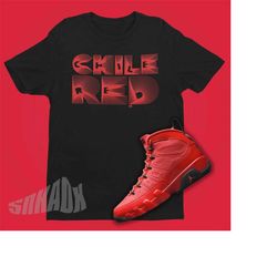 Chile Red Spiral Shirt To Match Air Jordan 9 Chile Red - Retro 9 Tee