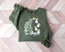 Snowman Stacking Christmas Tree Shirt, Cute Holiday Tee, Christmas Art Design Shirt, Snowman Shirt, Gift for Christmas,