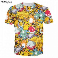 Classic Cartoon Pokemon Go Cute Pikachu 3D Print T shirt Men/Women Hiphop Tee tshirts Hipster Boy T-Shirts Clothing Hara