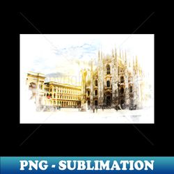 milano italy watercolor art city landscape - trendy sublimation digital download - fashionable and fearless