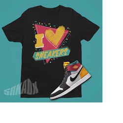 I Love Sneakers Shirt To Match Air Jordan 1 Anthracite - Multicolor Retro 1 Tee - 90s Party Shirt To Match CMFT AJ1