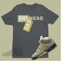 Sneakerhead Sticker Shirt To Match Air Jordan 5 Jade Horizon - Retro 5 Tshirt - AJ5 Matching Shirt