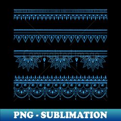 south asian patterns sky blue on black - special edition sublimation png file - unleash your creativity