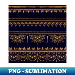south asian patterns gold on navy blue - png transparent sublimation design - unleash your inner rebellion