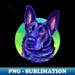 Colorful Black German Shepherd Dog - Trendy Sublimation Digital Download - Unleash Your Creativity
