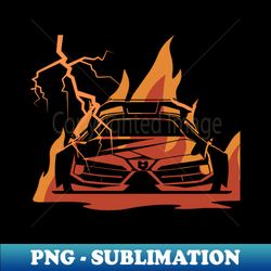 Fire burning race car - Artistic Sublimation Digital File - Unlock Vibrant Sublimation Designs