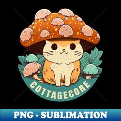 cats mushroom aesthetic cottagecore cat with mushroom hat - trendy sublimation digital download - boost your success with this inspirational png download