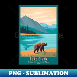 Lake Clark National Park Vintage Travel Poster - Signature Sublimation PNG File - Instantly Transform Your Sublimation Projects
