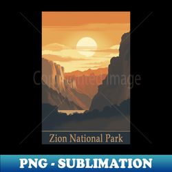 Zion National Park Vintage Travel Poster - High-Resolution PNG Sublimation File - Create with Confidence