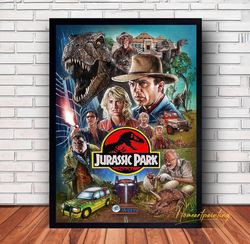 Jurassic Park Movie Poster Canvas Wall Art Family Decor, Home Decor,Frame Option-1