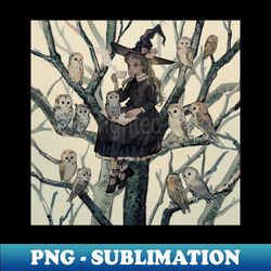 Witch and Owl - Unique Sublimation PNG Download - Instantly Transform Your Sublimation Projects