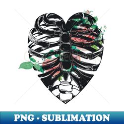flowers ribs and heart - PNG Transparent Digital Download File for Sublimation - Revolutionize Your Designs