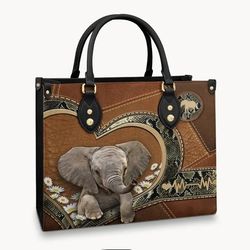 Elephant Is In My Heart Leather HandBag, Elephant Handbag, Leather Bag