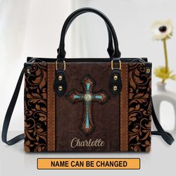 Personalized Cross Leather Bag, Women Jesus Leather Handbag, Crossbody Bag