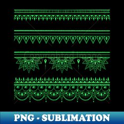 south asian patterns green on black - vintage sublimation png download - instantly transform your sublimation projects