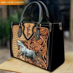 Personalized Horse Leather Handbag, Tote Bag, Leather Tote For Women Leather handBag