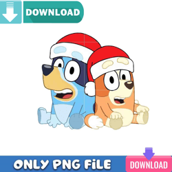Bluey And Bingo Santa Hat PNG Perfect Sublimation Design Download