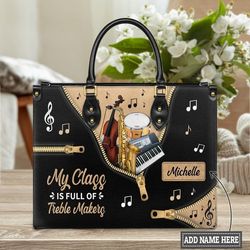 Teacher Leather HandBag, Music Teacher Bag, Teach Music teacher Handbag