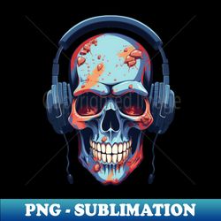Skull with headphones - Vintage Sublimation PNG Download - Fashionable and Fearless