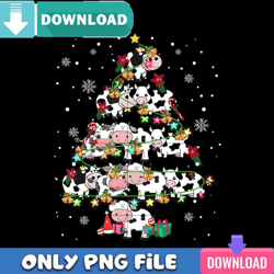 Cute Cow Noel Tree PNG Perfect Sublimation Design Download