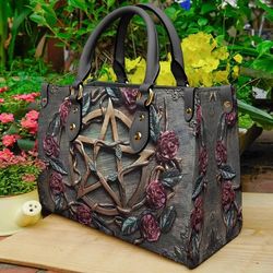 Wicca Leather HandBag, Magic Handbag, 3D Rose Star Handbag