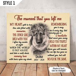 Dog Loss Gift, The Moment That You Left Me Canvas // Pet Loss Gifts // Personalized Pet Memorial Canvas