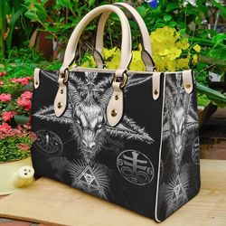 Vintage Satanic Devil Goat Dark Black Purse Handbag, satanic Goat Leather Bag, Wicca Leather handbag